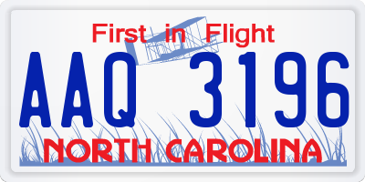 NC license plate AAQ3196
