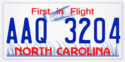 NC license plate AAQ3204