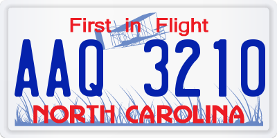 NC license plate AAQ3210