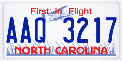 NC license plate AAQ3217
