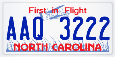 NC license plate AAQ3222