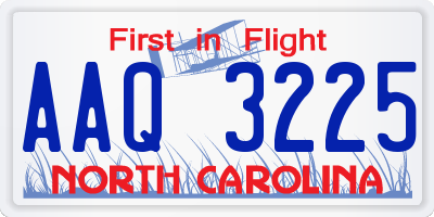 NC license plate AAQ3225
