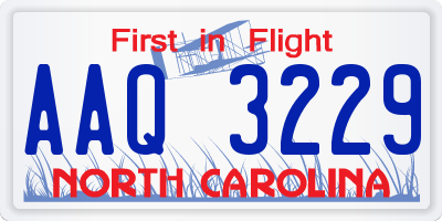 NC license plate AAQ3229