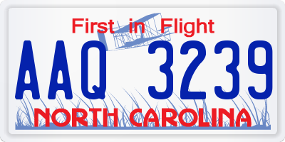 NC license plate AAQ3239
