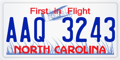 NC license plate AAQ3243