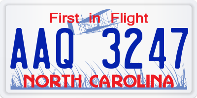 NC license plate AAQ3247