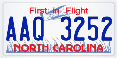 NC license plate AAQ3252
