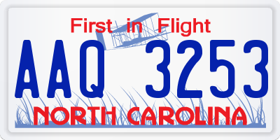 NC license plate AAQ3253