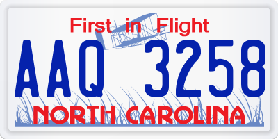 NC license plate AAQ3258