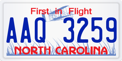 NC license plate AAQ3259