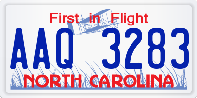 NC license plate AAQ3283