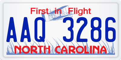 NC license plate AAQ3286