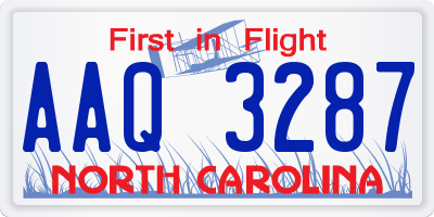 NC license plate AAQ3287