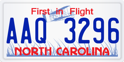 NC license plate AAQ3296