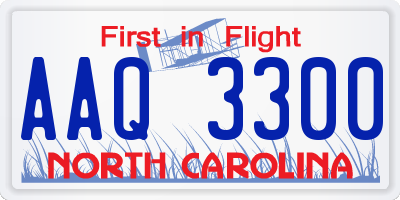 NC license plate AAQ3300