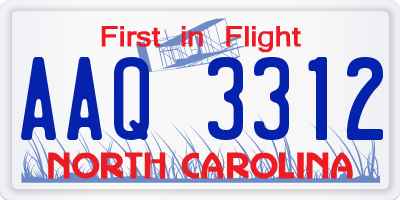 NC license plate AAQ3312