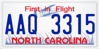 NC license plate AAQ3315