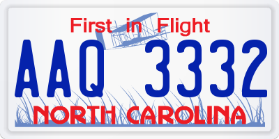 NC license plate AAQ3332