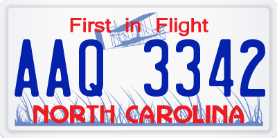 NC license plate AAQ3342