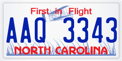 NC license plate AAQ3343