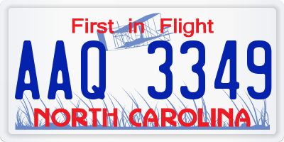 NC license plate AAQ3349