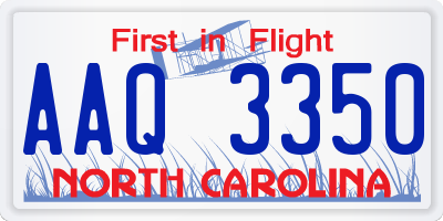 NC license plate AAQ3350