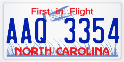 NC license plate AAQ3354