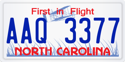 NC license plate AAQ3377