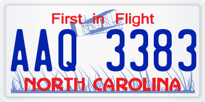 NC license plate AAQ3383