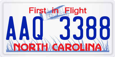 NC license plate AAQ3388