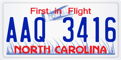 NC license plate AAQ3416