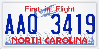 NC license plate AAQ3419