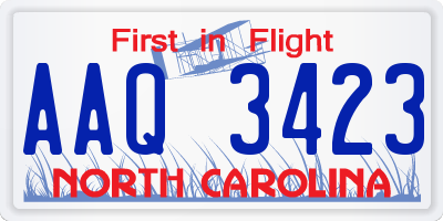 NC license plate AAQ3423