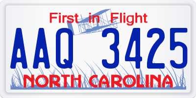 NC license plate AAQ3425