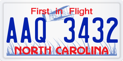 NC license plate AAQ3432