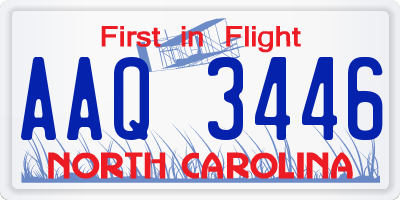 NC license plate AAQ3446