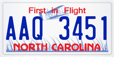 NC license plate AAQ3451