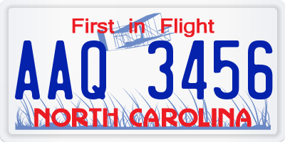 NC license plate AAQ3456