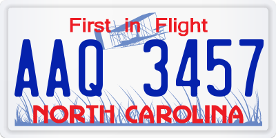 NC license plate AAQ3457