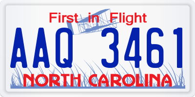 NC license plate AAQ3461