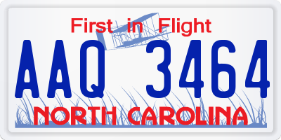 NC license plate AAQ3464