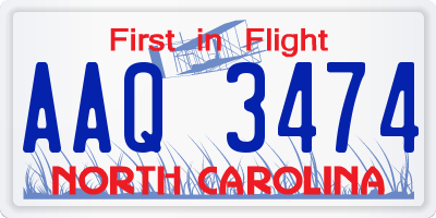 NC license plate AAQ3474