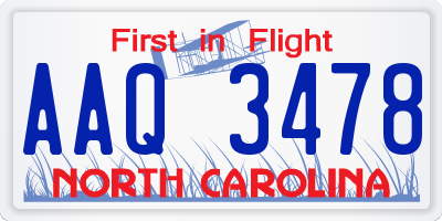 NC license plate AAQ3478