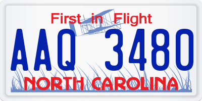 NC license plate AAQ3480