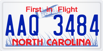 NC license plate AAQ3484