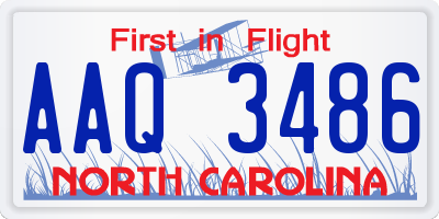 NC license plate AAQ3486