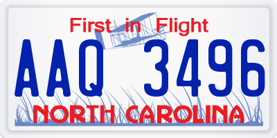 NC license plate AAQ3496