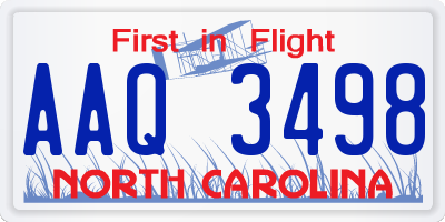 NC license plate AAQ3498
