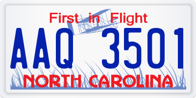NC license plate AAQ3501