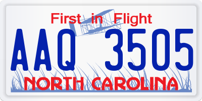 NC license plate AAQ3505